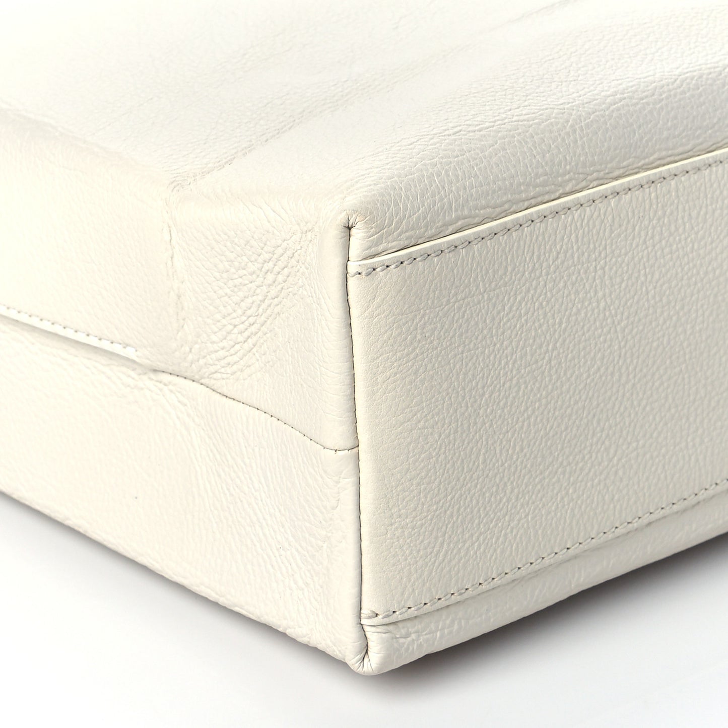 Calfskin Medium Logo North South Shopping Tote White