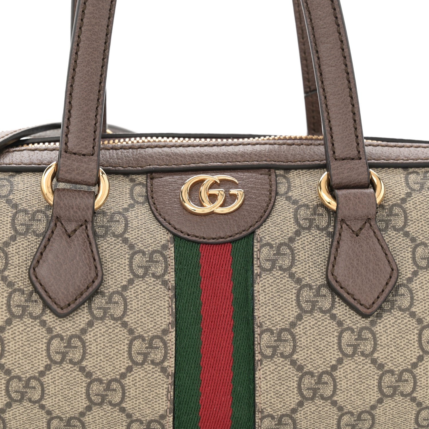 Gucci GG Supreme Monogram Web Small Ophidia Boston Bag Beige New Acero 8 of 14