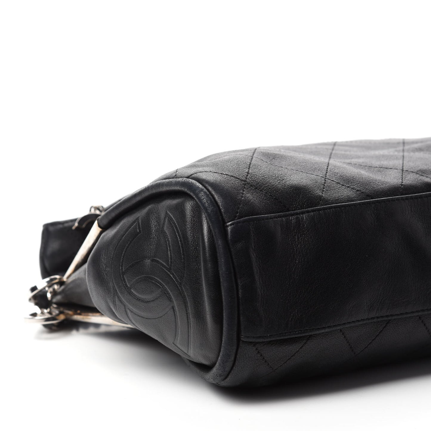 Lambskin Stitched Medium Ultimate Soft Tote Black