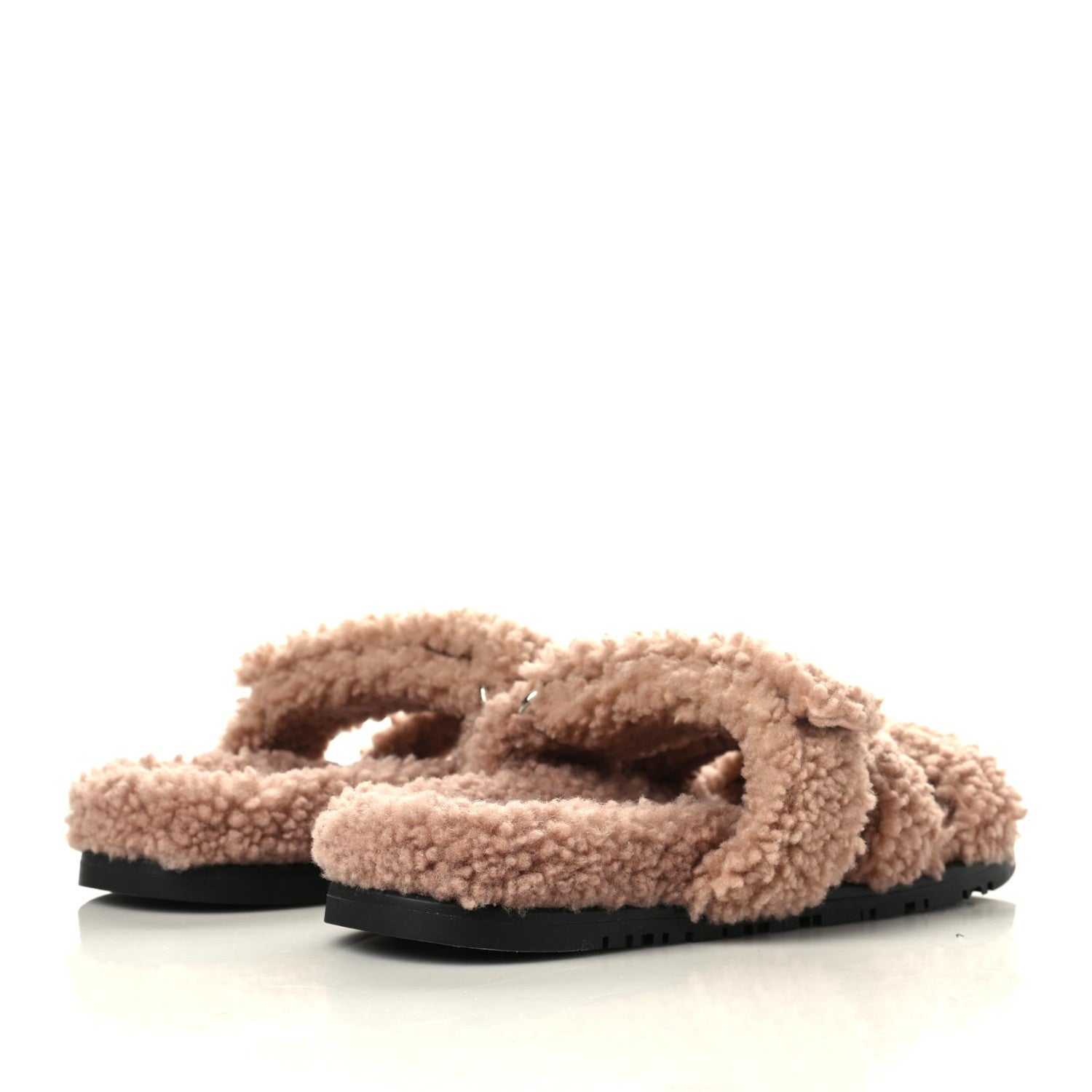 Hermes Woolskin Womens Chypre Sandals 37.5 Bois De Santal 4 of 9