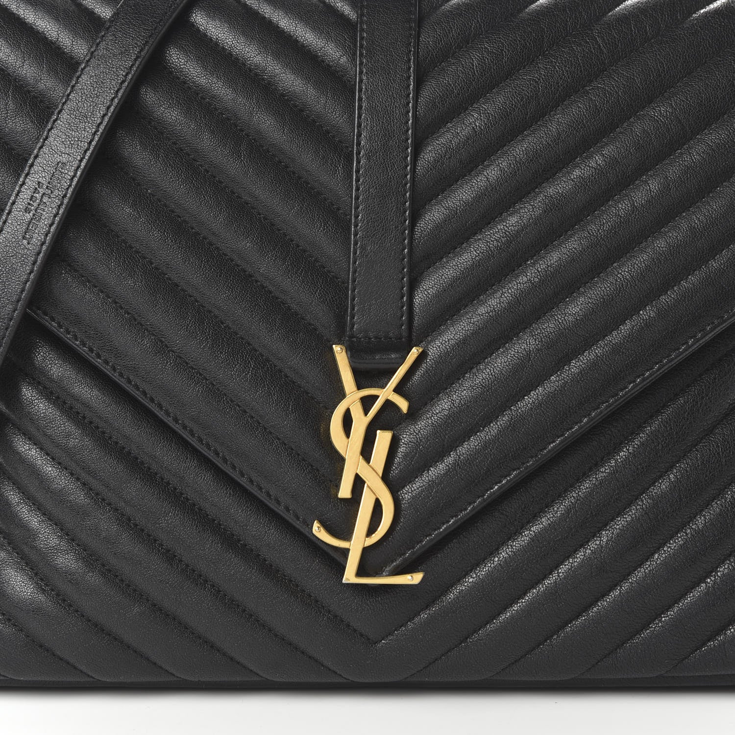 Saint Laurent Sheepskin Matelasse Chevron Monogram Large College Satchel Black 10 of 10
