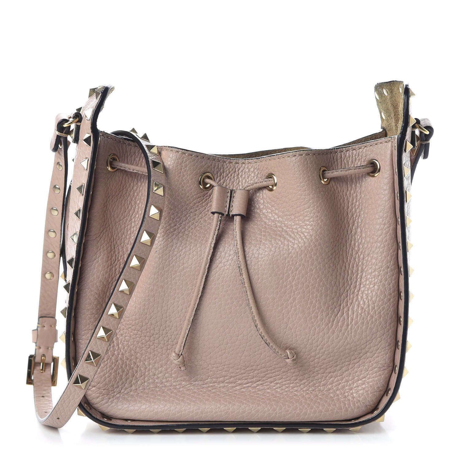 Valentino Garavani Grained Calfskin Rockstud Bucket Bag Poudre 1 of 10