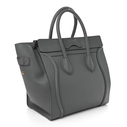 Celine Drummed Calfskin Mini Luggage Kohl 3 of 9