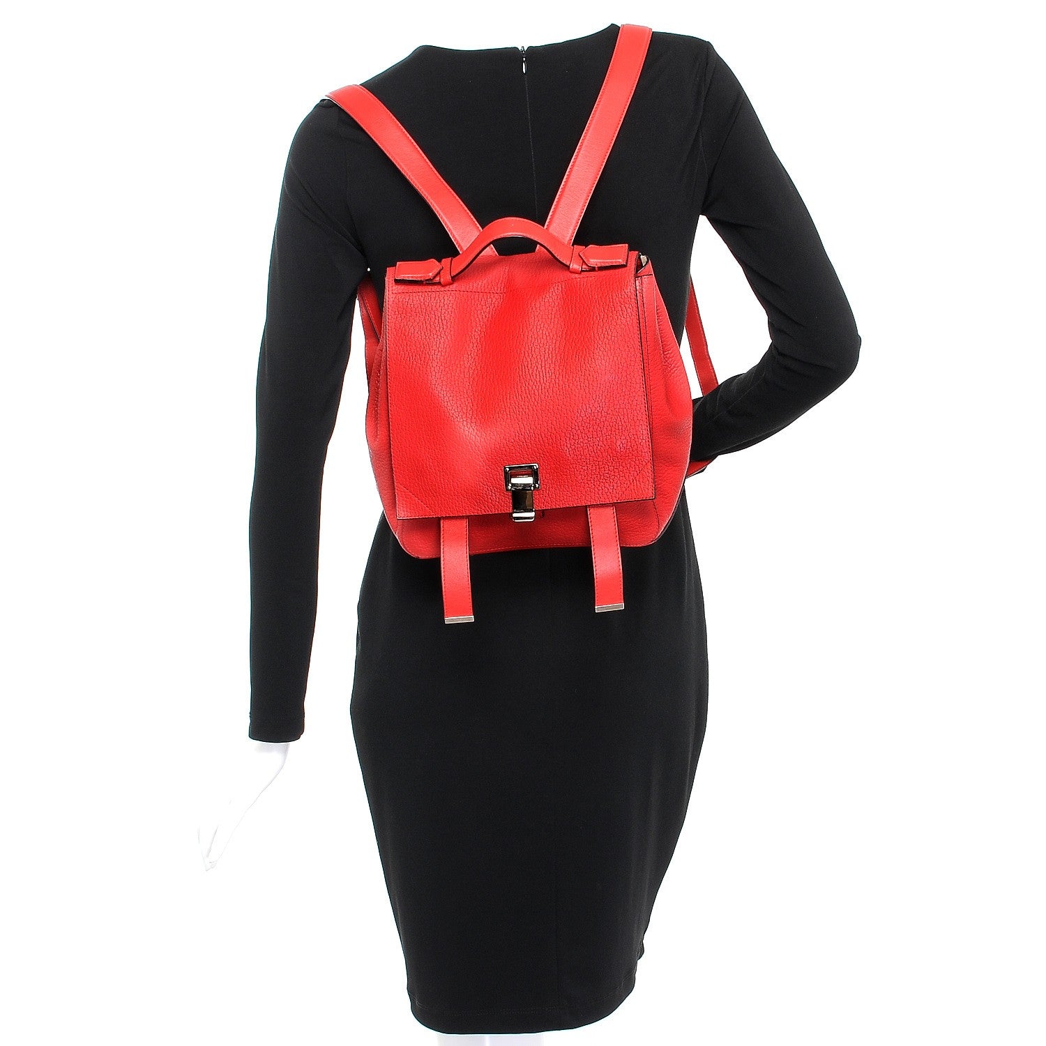 Proenza Schouler Pebbled Calfskin PS Courier Backpack Red 2 of 6