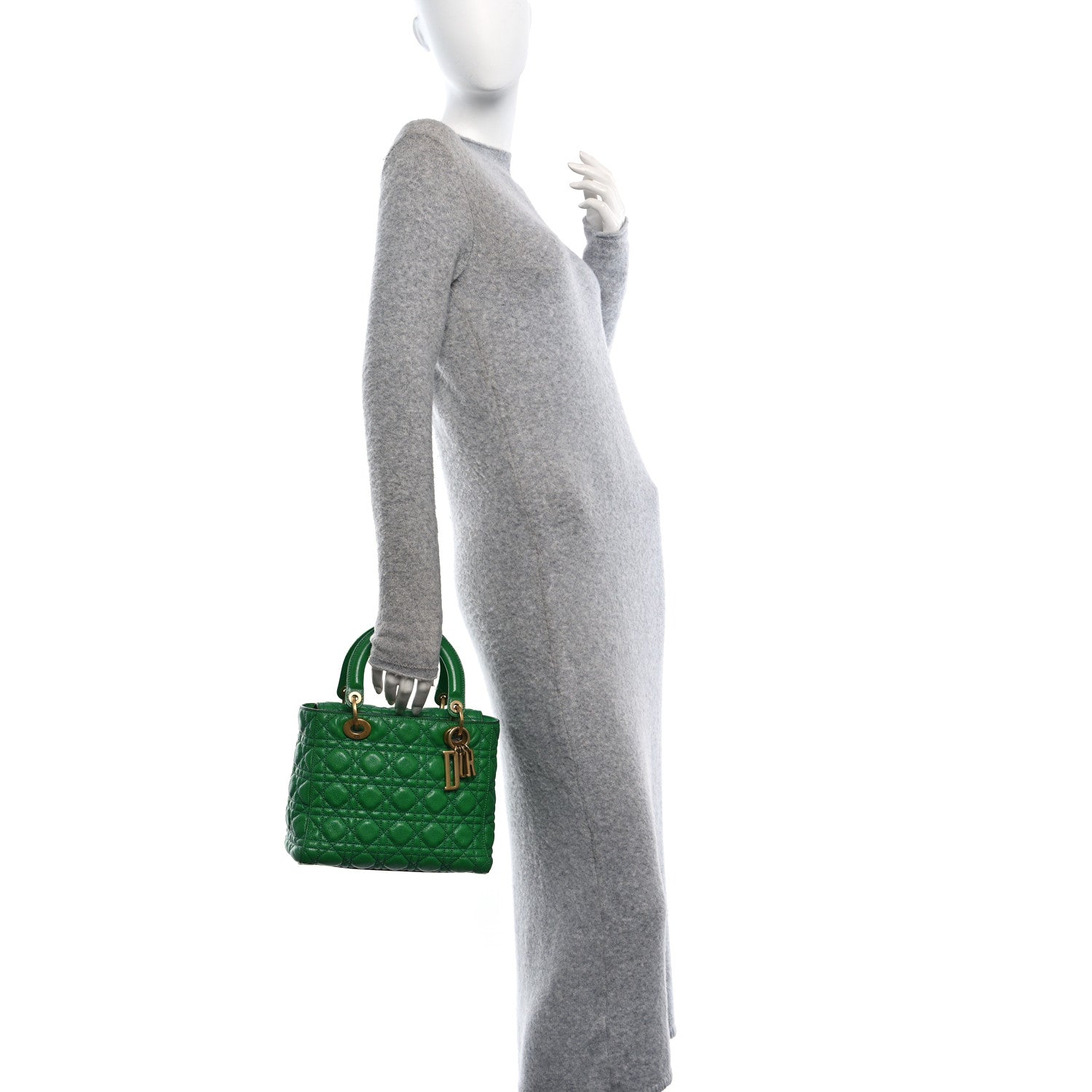 Christian Dior Grained Calfskin Cannage Medium Supple Lady Dior Green 2 of 10