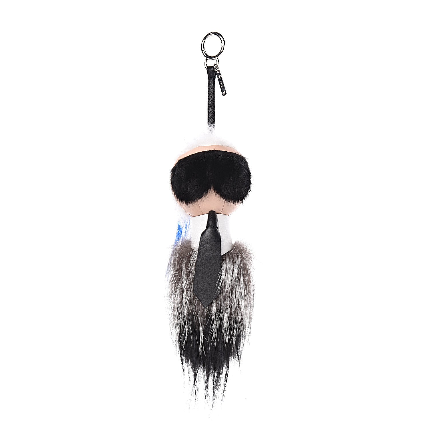 Fendi Mink Fox Goat Fur Karlito Bag Charm Blue 1 of 4
