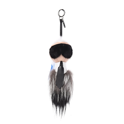 Fendi Mink Fox Goat Fur Karlito Bag Charm Blue 1 of 4