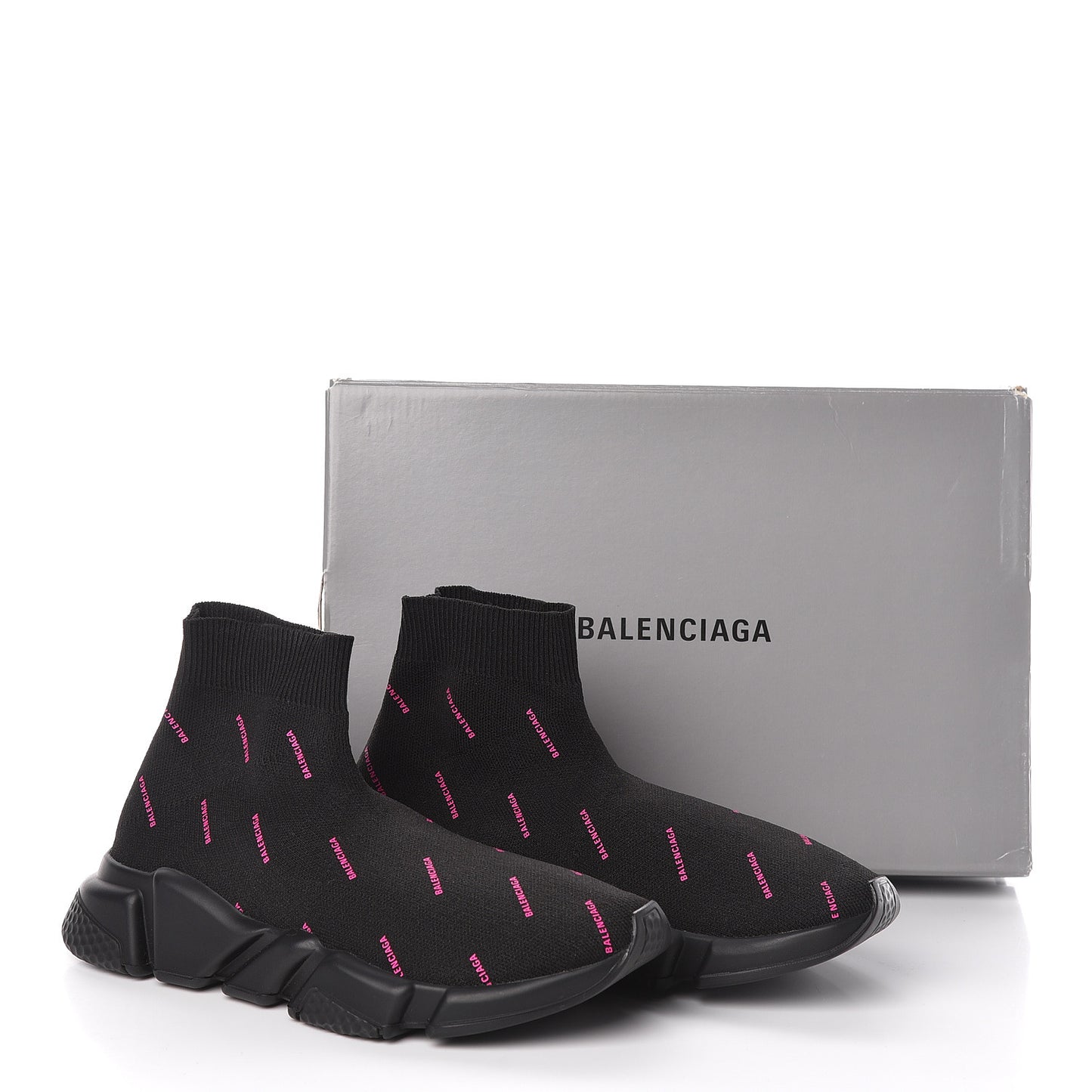 Neoprene Knit Allover Logo Womens Speed Sneakers 39 Black Fuchsia
