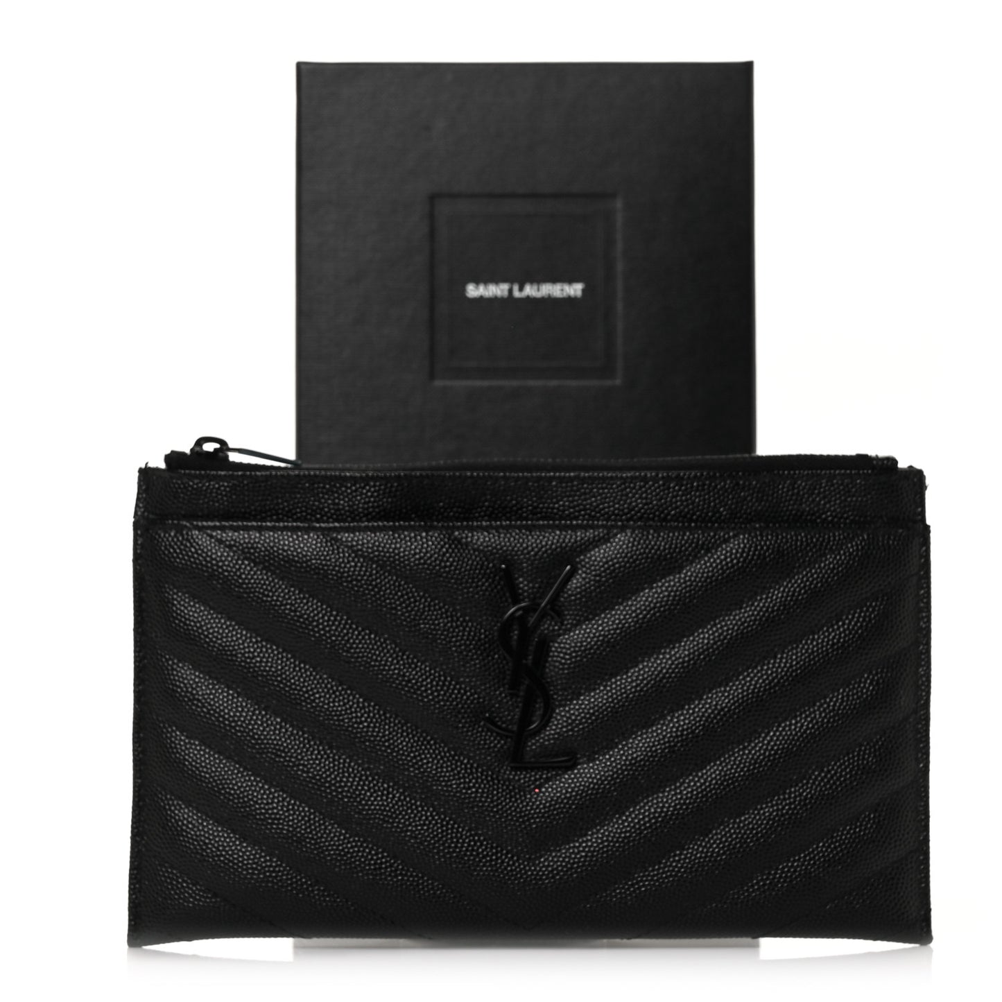 Grain De Poudre Chevron Monogram Bill Pouch Black