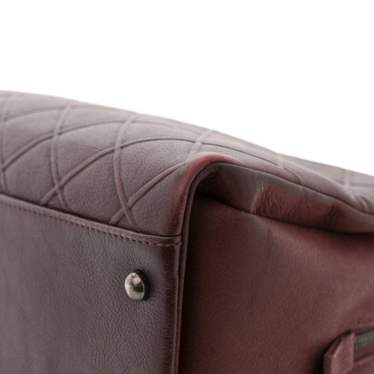 Calfskin Quilted Tote Burgundy