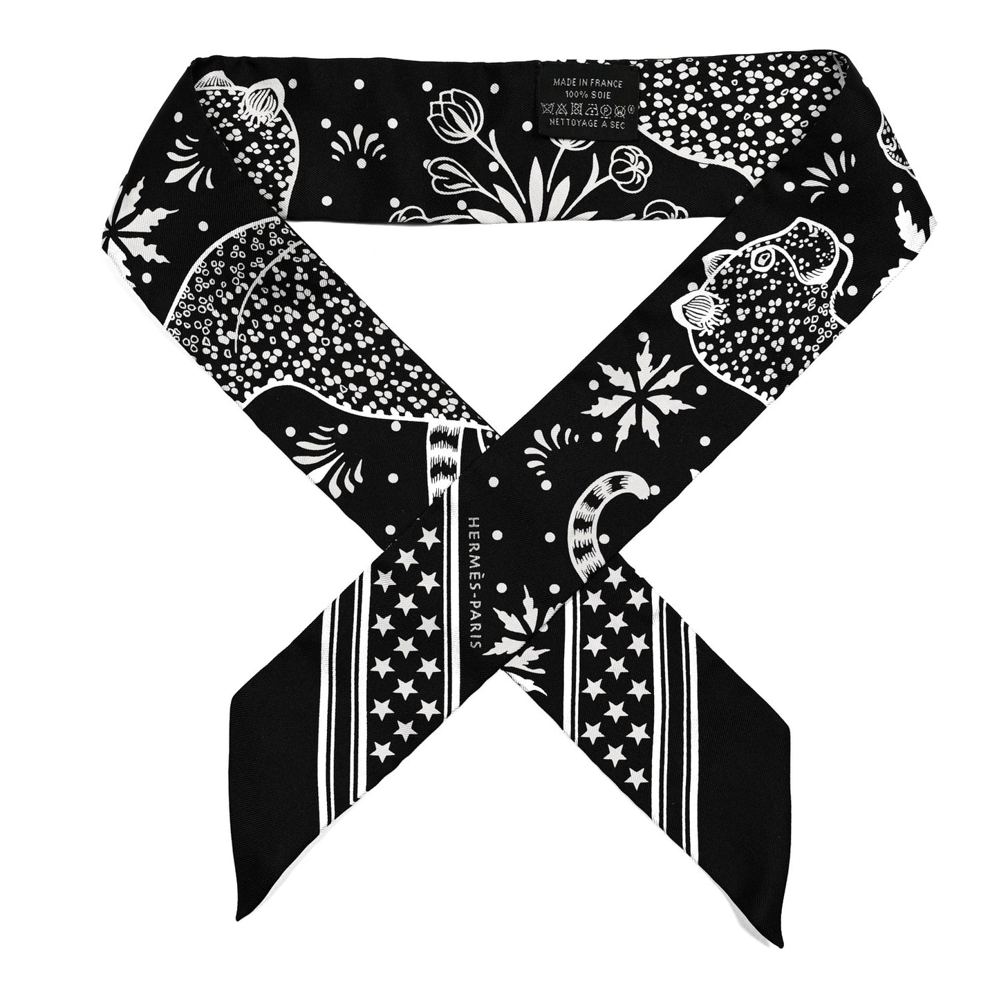 Silk Les Leopards Twilly Black White