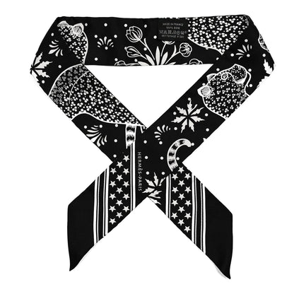 Hermes Silk Les Leopards Twilly Black White 1 of 4