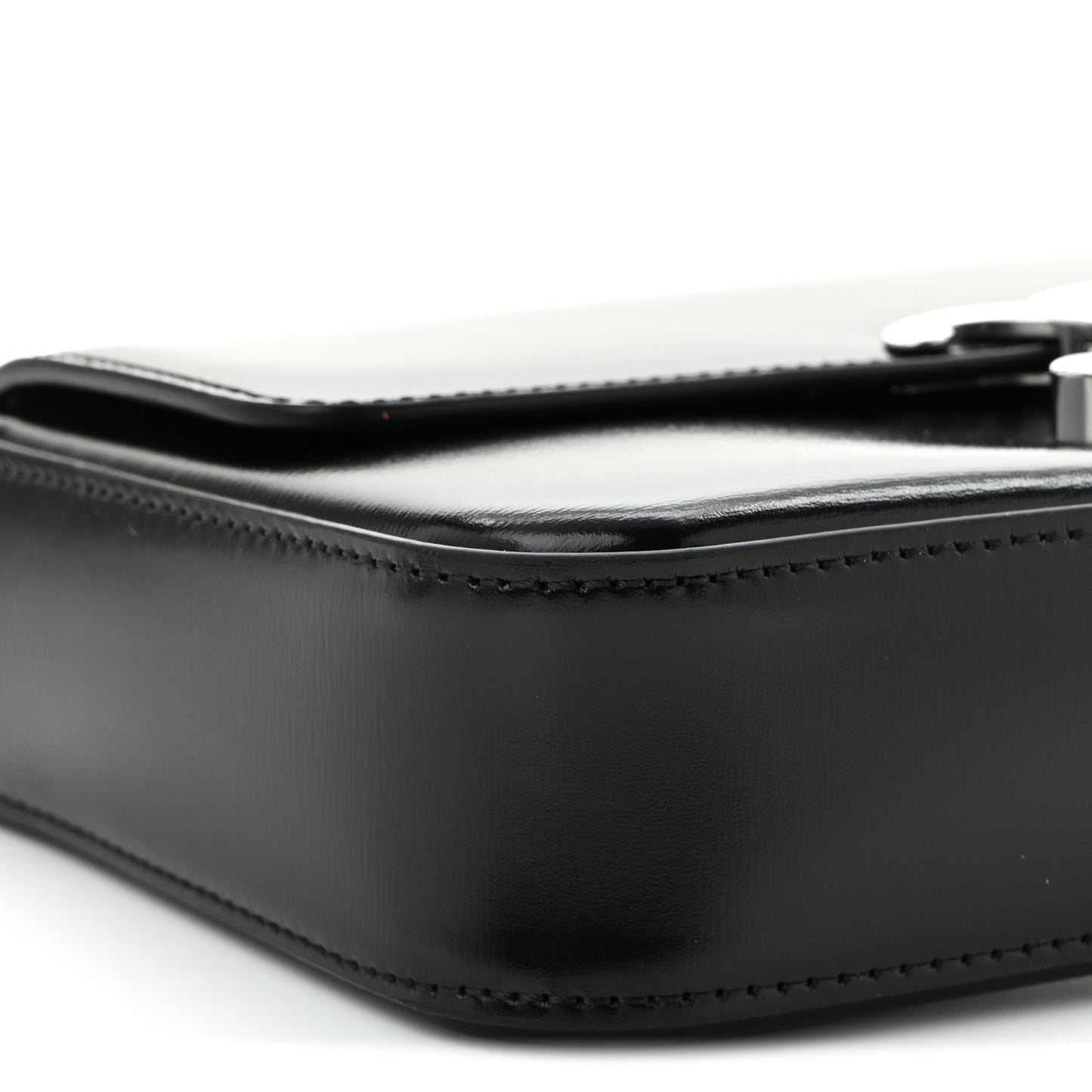 Shiny Calfskin Triomphe Chain Shoulder Bag Black