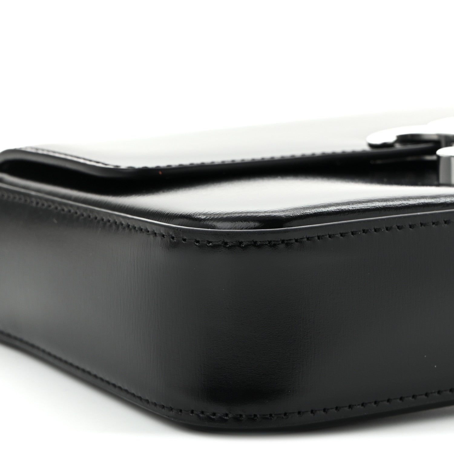 Celine Shiny Calfskin Triomphe Chain Shoulder Bag Black 8 of 9