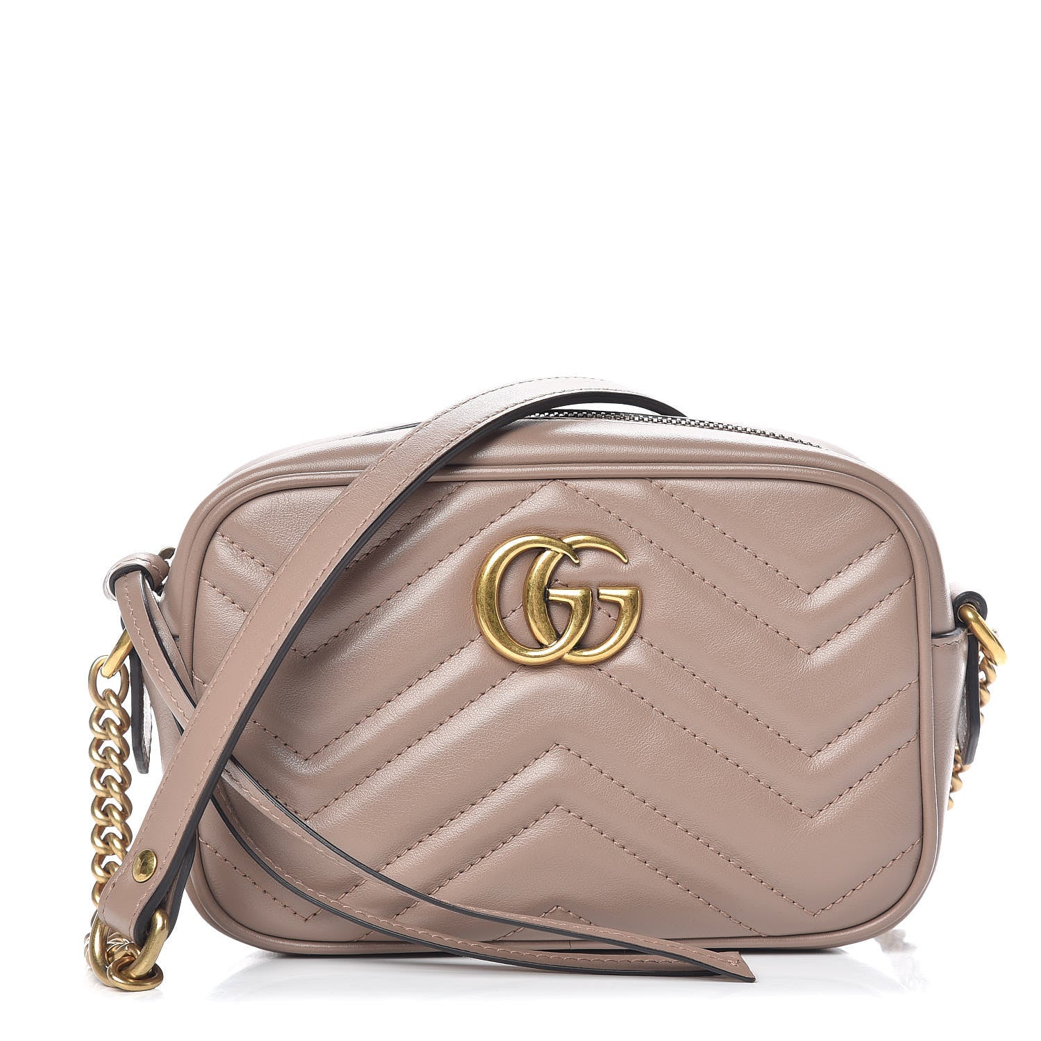 Gucci Calfskin Matelasse Mini GG Marmont Chain Shoulder Bag Nude 1 of 10