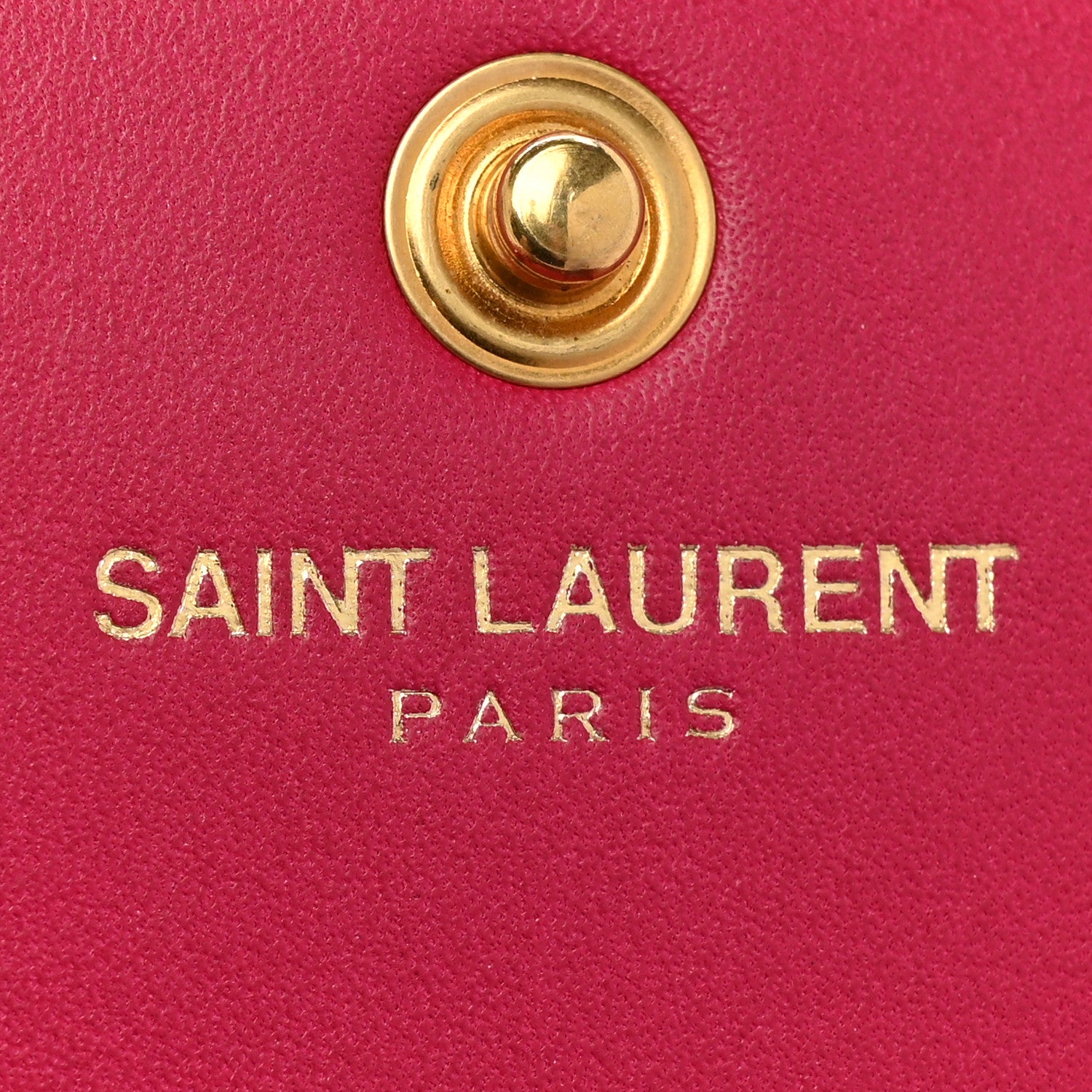 Saint Laurent Grain de Poudre Classic Letters Chain Wallet Fuchsia 7 of 21