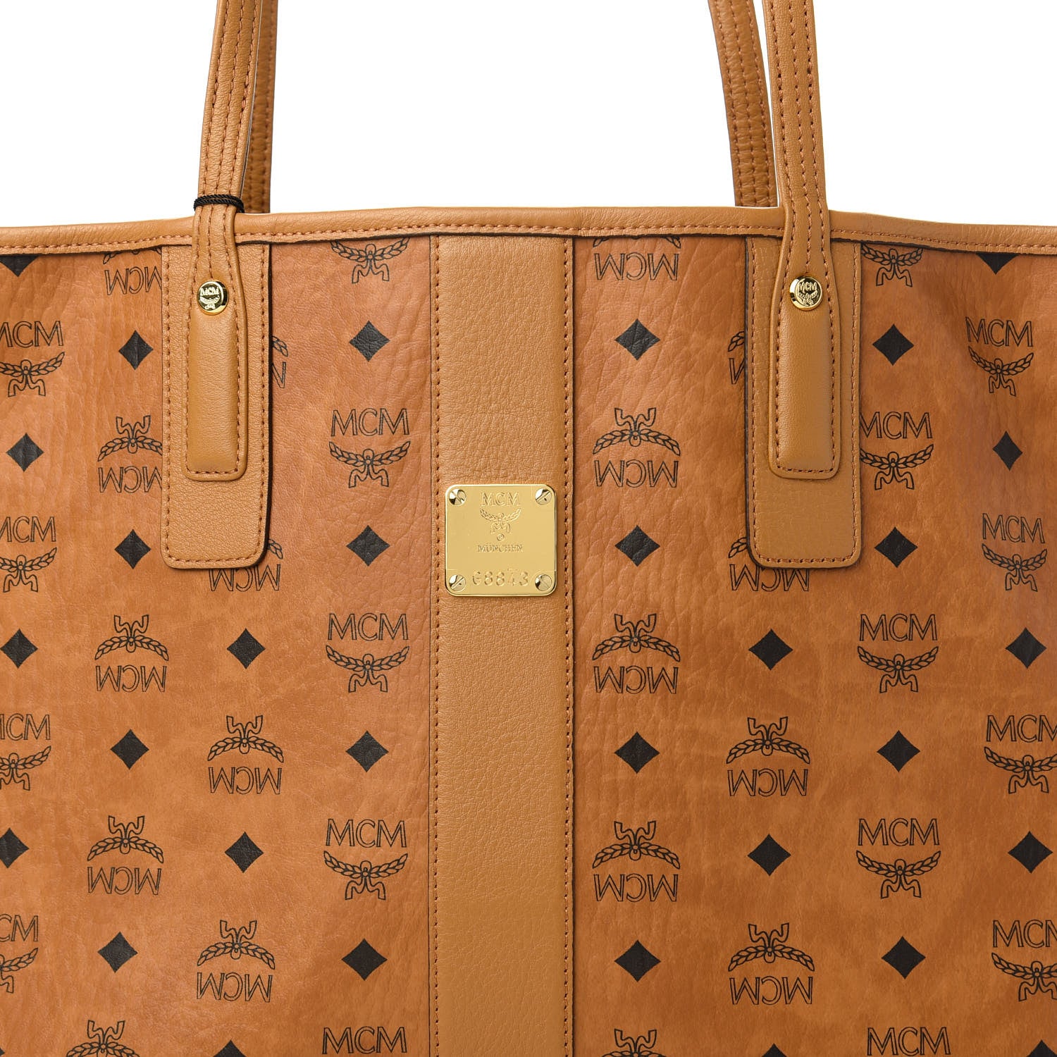 MCM Visetos Medium Liz Reversible Shopper Tote Cognac 8 of 17