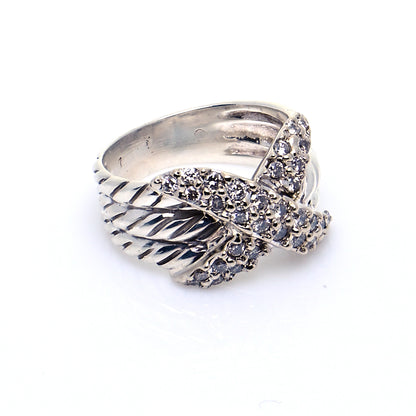 David Yurman Sterling Silver Diamond 12mm X Crossover Ring 52 6 5 of 7