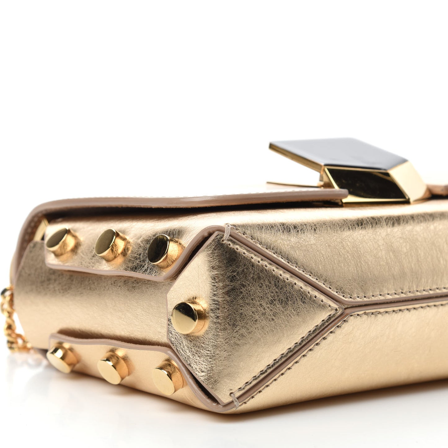 Metallic Calfskin Lockett Petite Shoulder Bag Gold