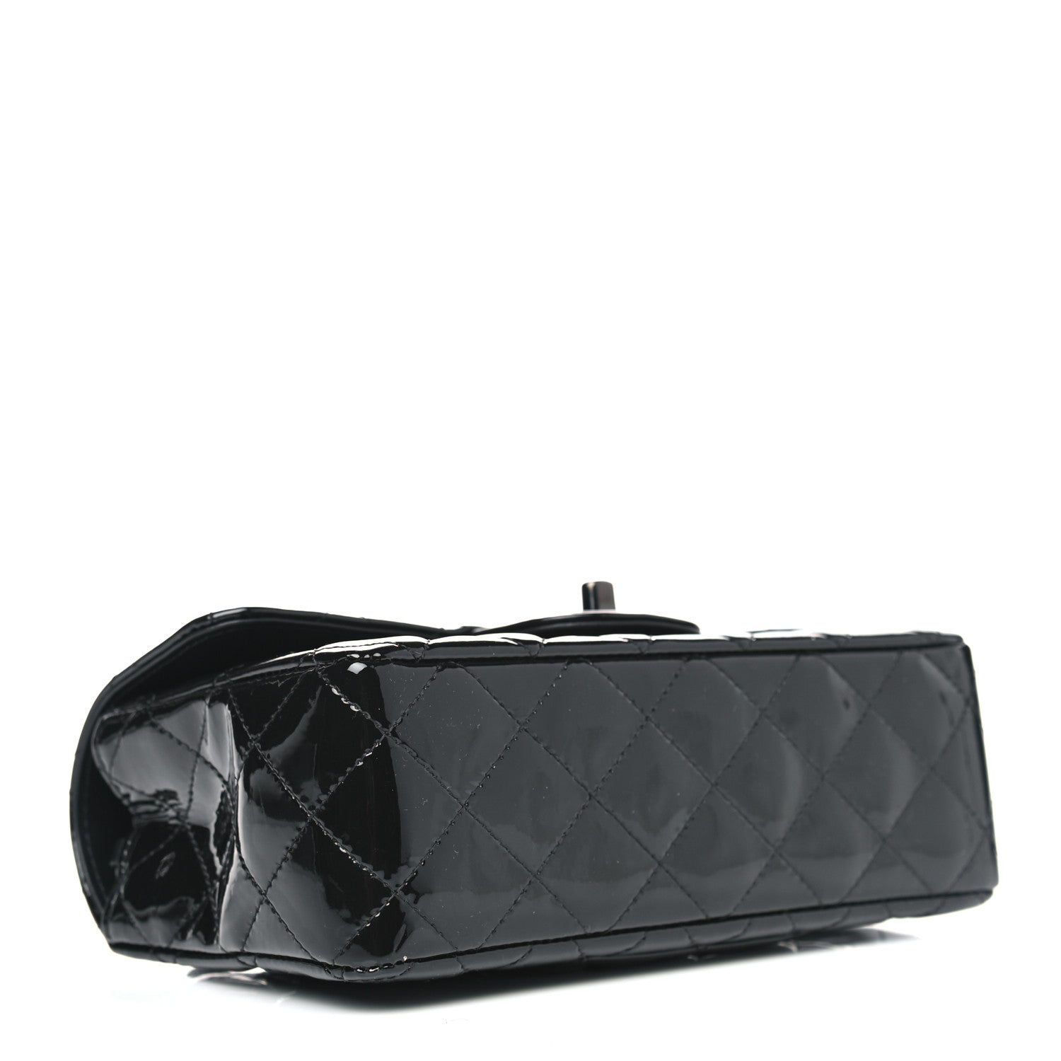 Chanel Patent Calfskin Quilted Mini Rectangular Flap So Black 3 of 4
