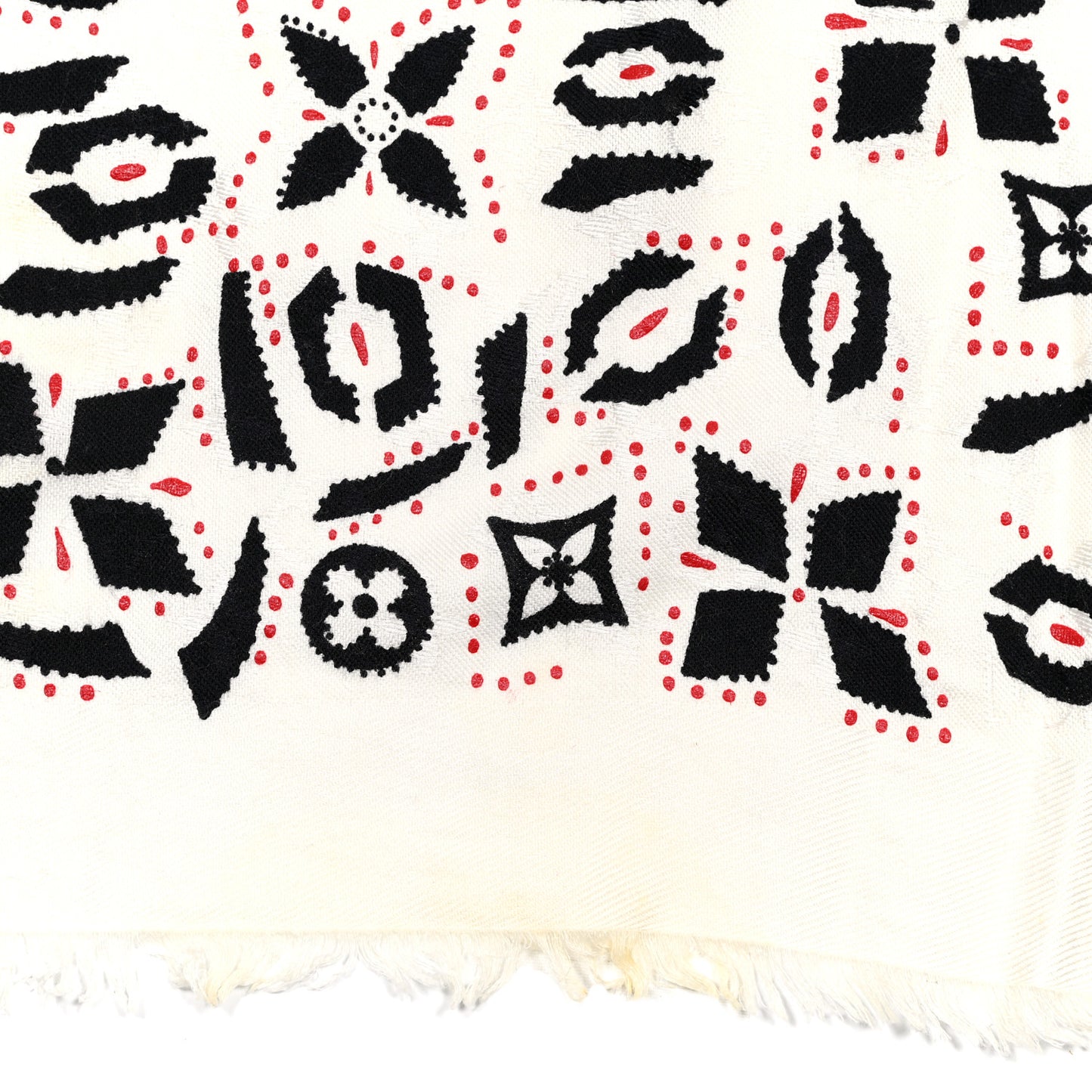 Silk Wool Monogram Graphic Scarf Black