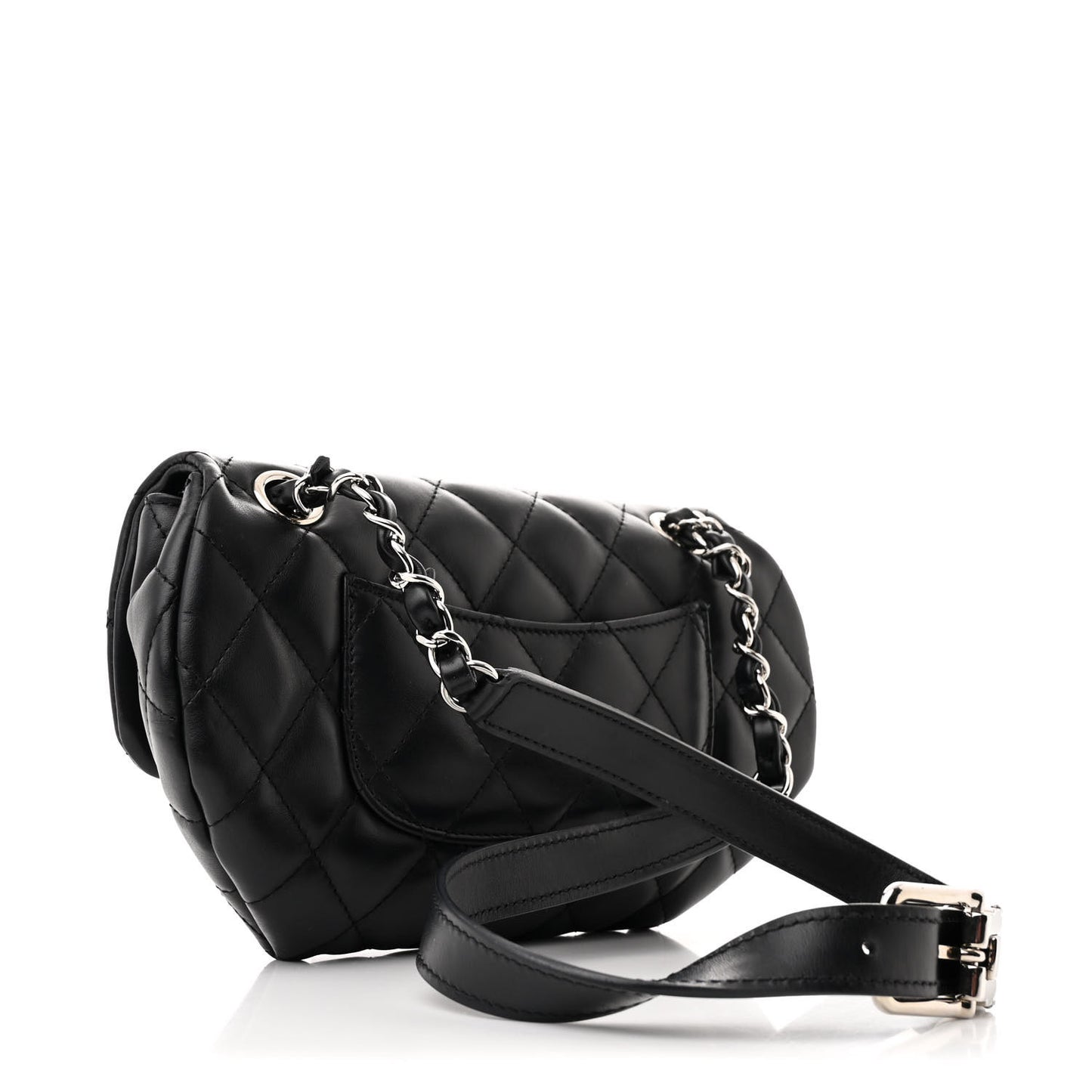 Calfskin Quilted CC Uniform Flap Belt Bag Black