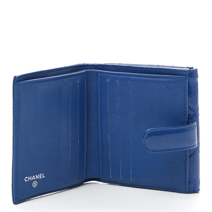 Chanel Patent Quilted Compact French Flap Wallet Blue 4 of 8
