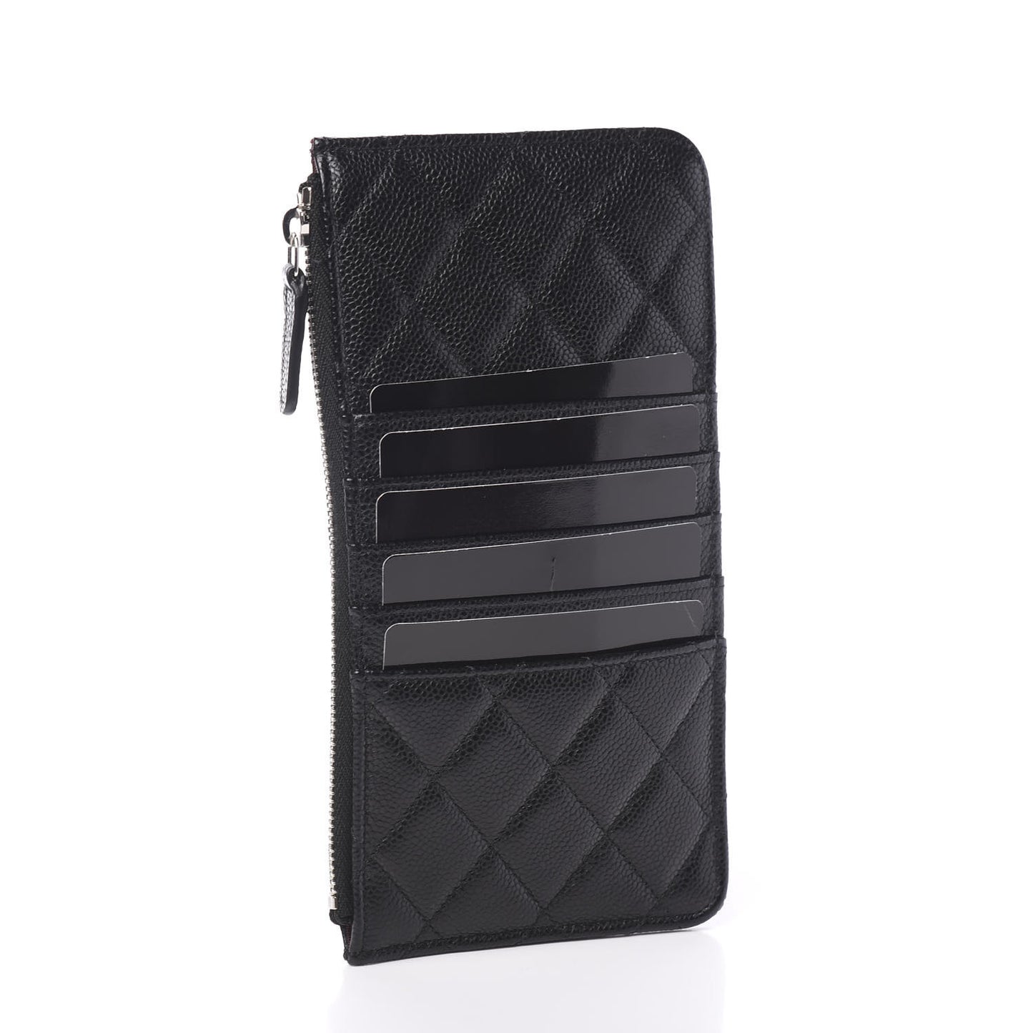 Caviar Quilted Classic Flat Wallet Pouch Black