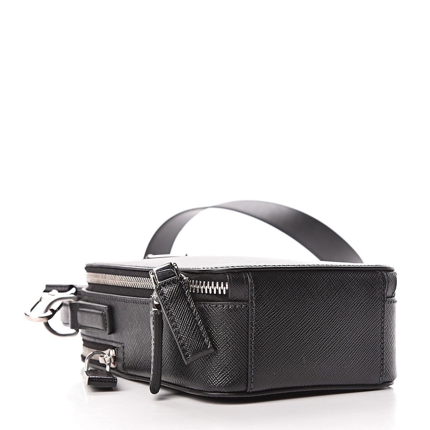 Prada Saffiano Travel Brique Crossbody Messenger Bag Black 4 of 11