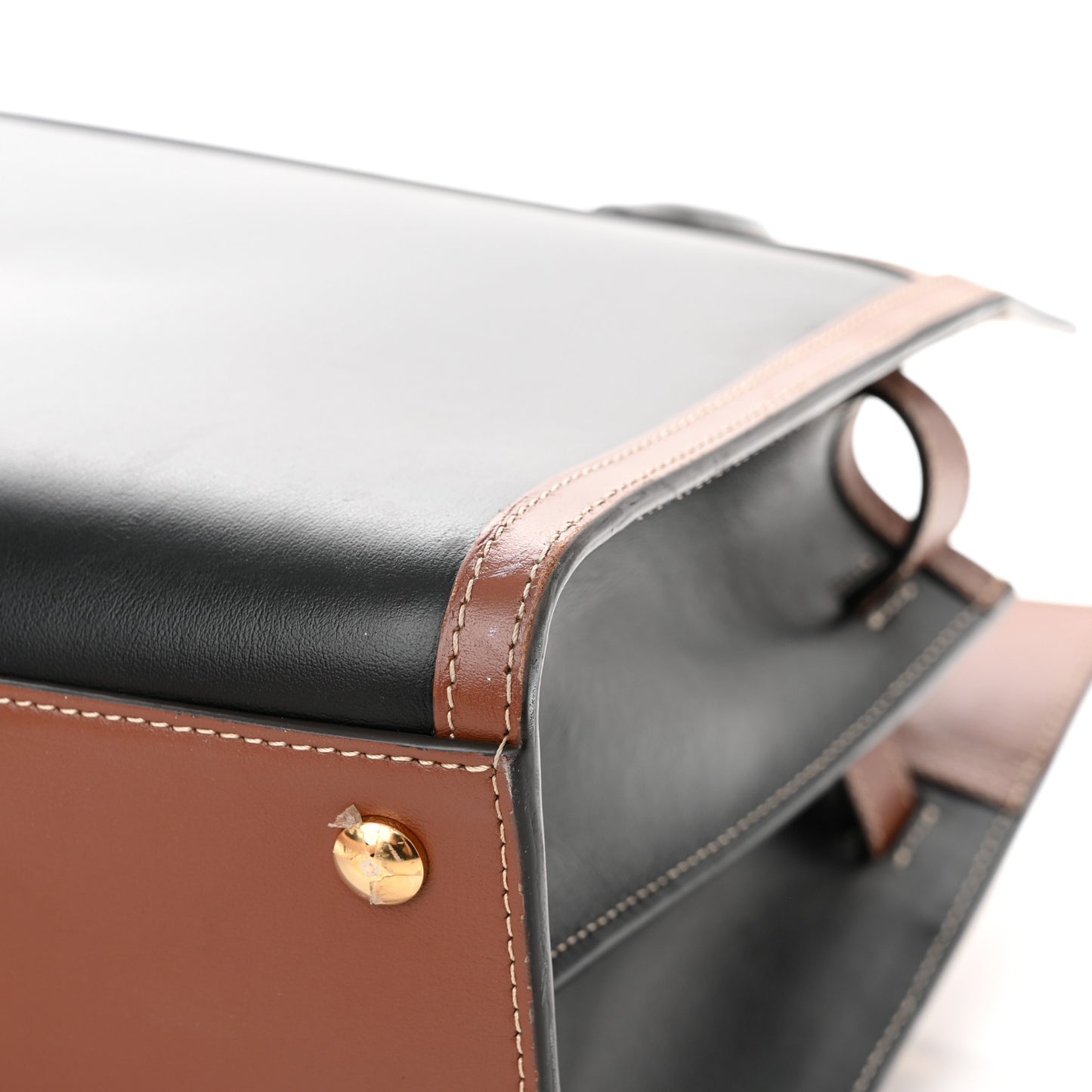 Calfskin Vintage Check Small Two Handle Title Bag Black