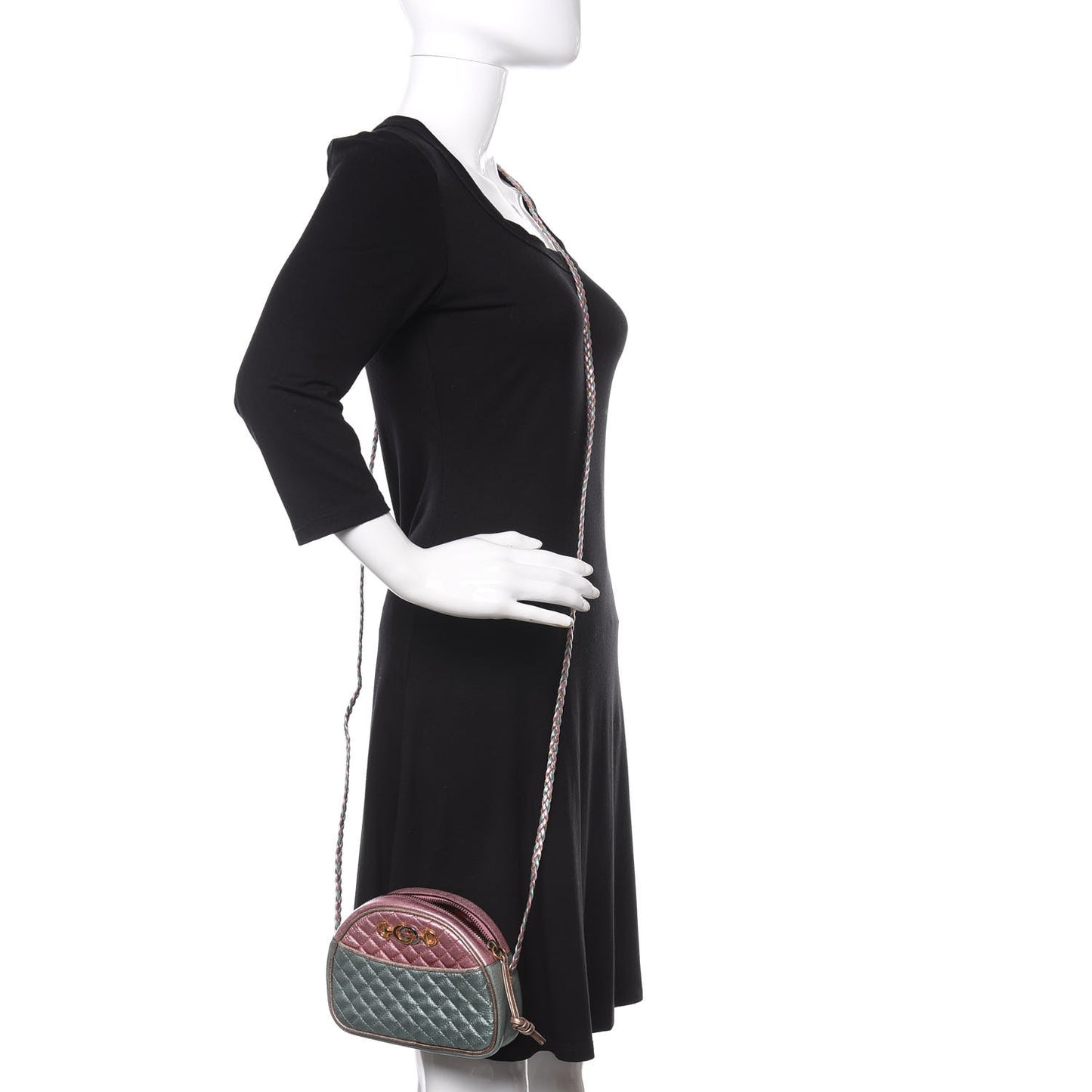 Laminated Nappa Trapuntata Mini Zumi Dome Shoulder Bag Rosa Lago Rame