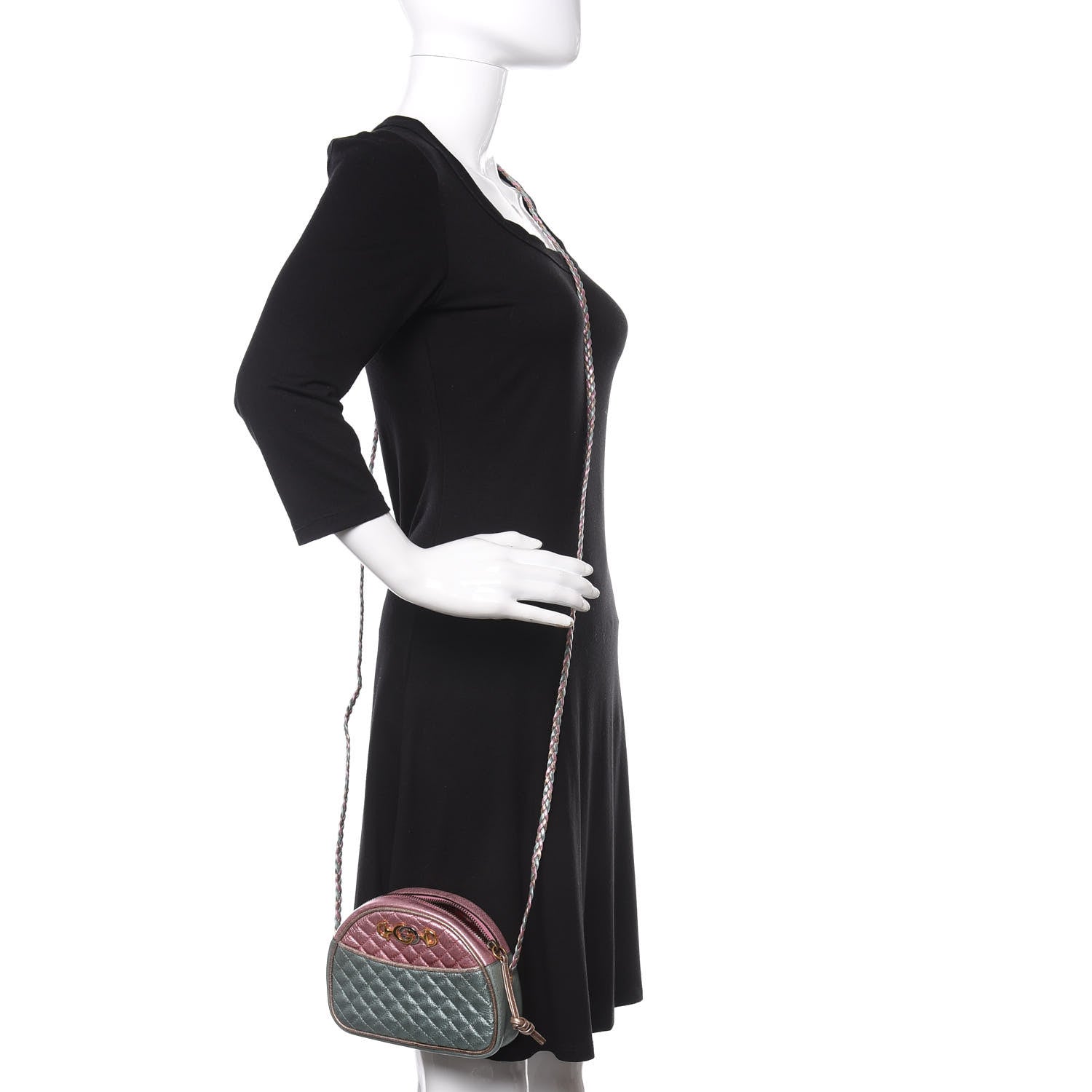 Gucci Laminated Nappa Trapuntata Mini Zumi Dome Shoulder Bag Rosa Lago Rame 2 of 10