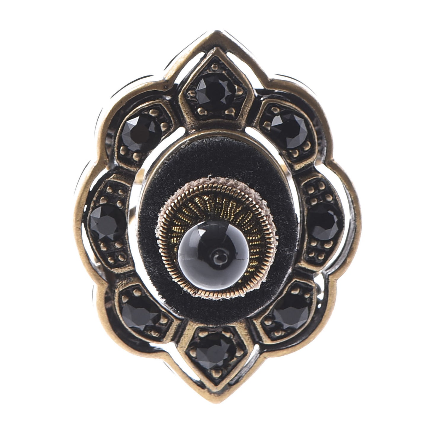 Metal Crystal Velvet Resin RIng 5 Aged Gold Black