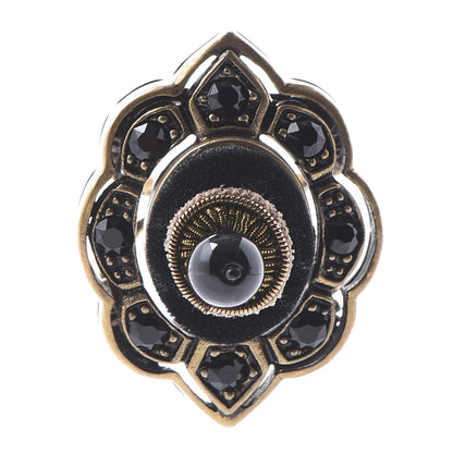 Gucci Metal Crystal Velvet Resin RIng 5 Aged Gold Black 1 of 6
