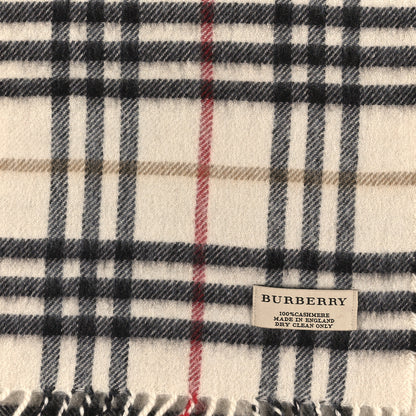 Burberry Cashmere Vintage Check Fringe Scarf Ivory 3 of 3