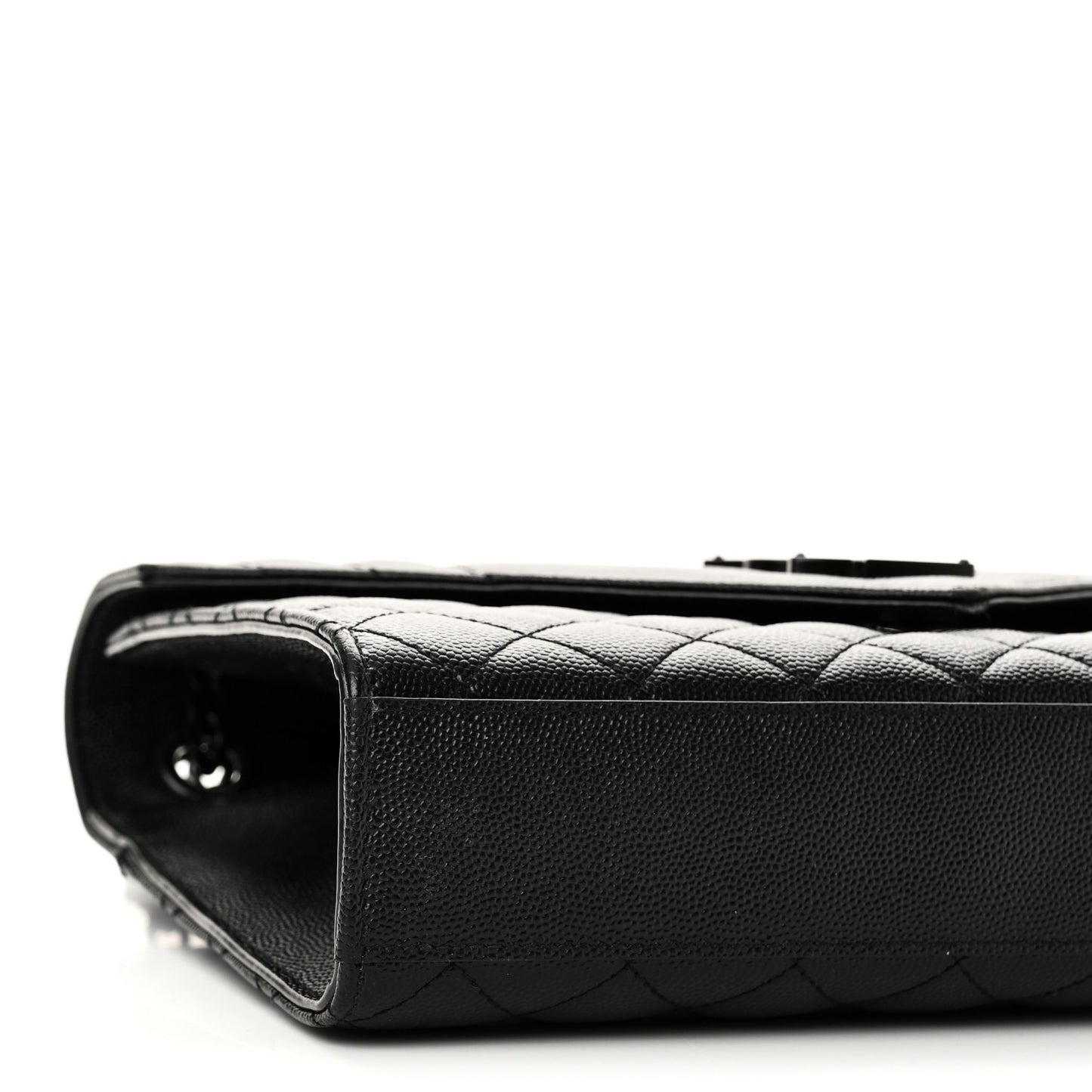 Grain De Poudre Textured Mixed Matelasse Triquilt Medium Monogram Monochrome Satchel Black