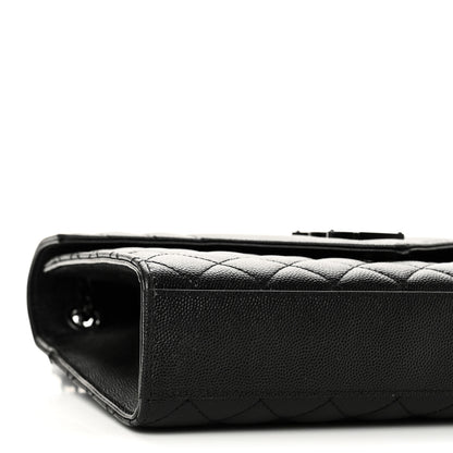 Saint Laurent Grain De Poudre Textured Mixed Matelasse Triquilt Medium Monogram Monochrome Satchel Black 8 of 9
