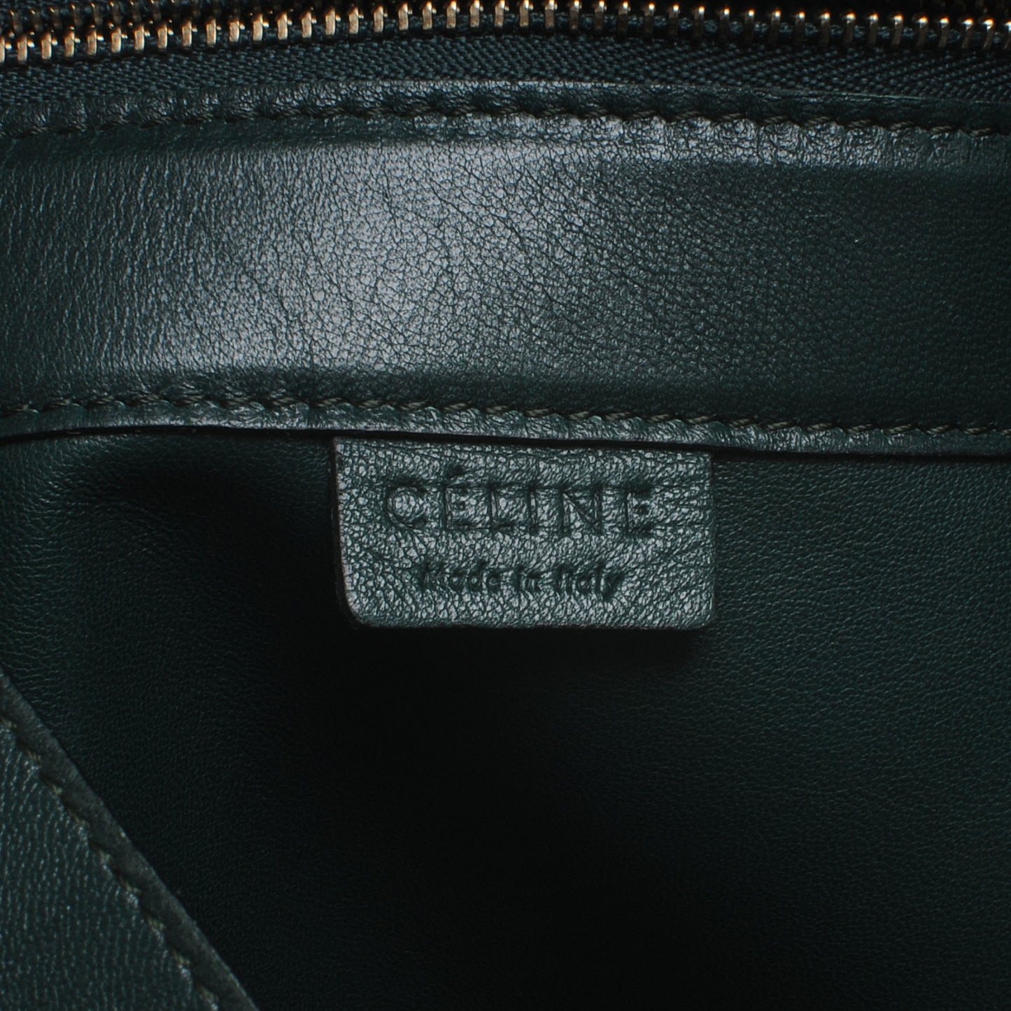 Lambskin Vertical Zip Gusset Cabas Forest