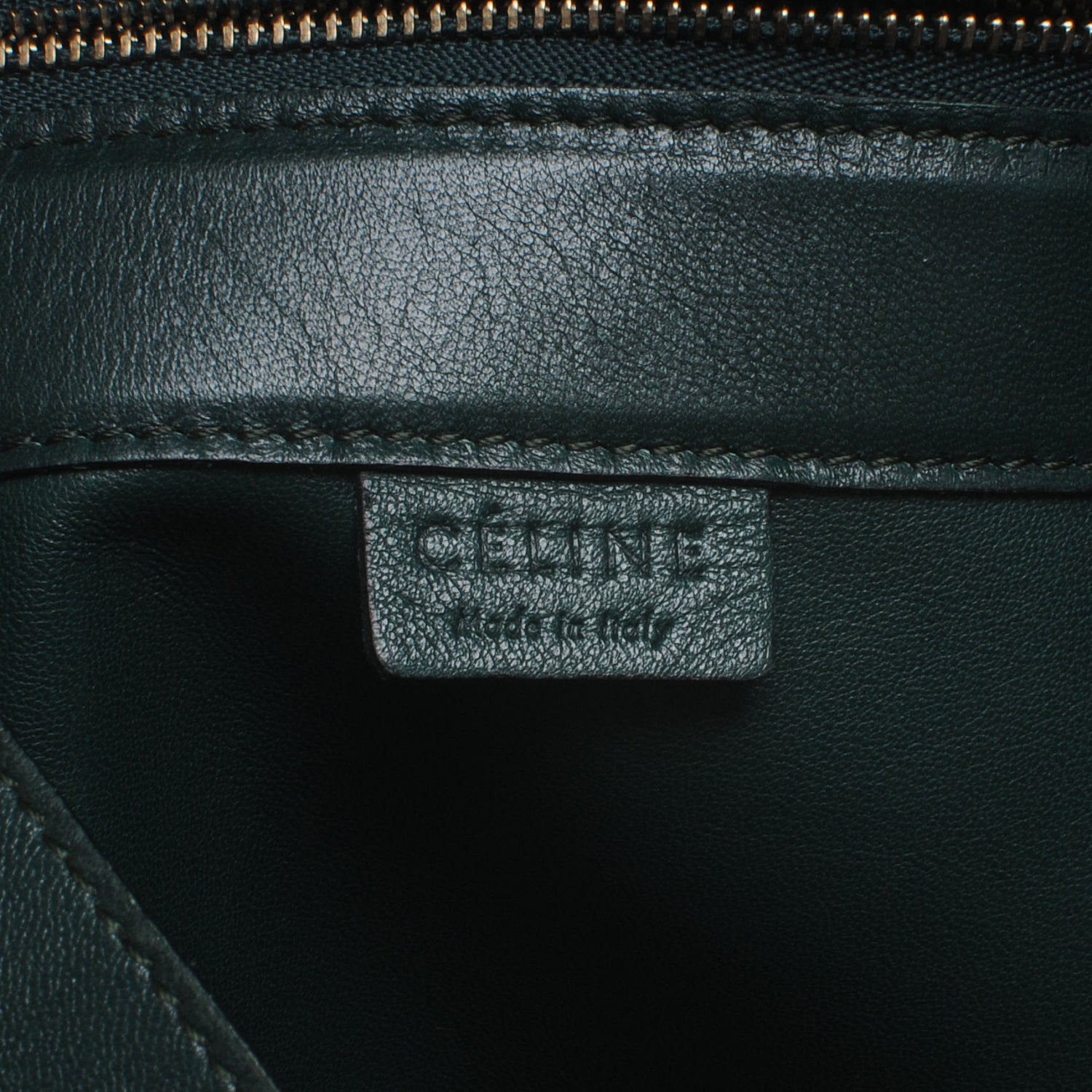 Celine Lambskin Vertical Zip Gusset Cabas Forest 7 of 8