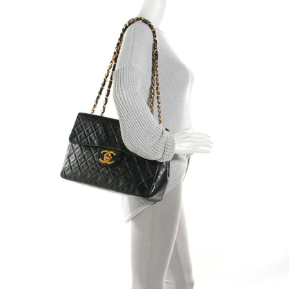 Chanel Lambskin Quilted XL Jumbo Single Flap Black 4 of 10