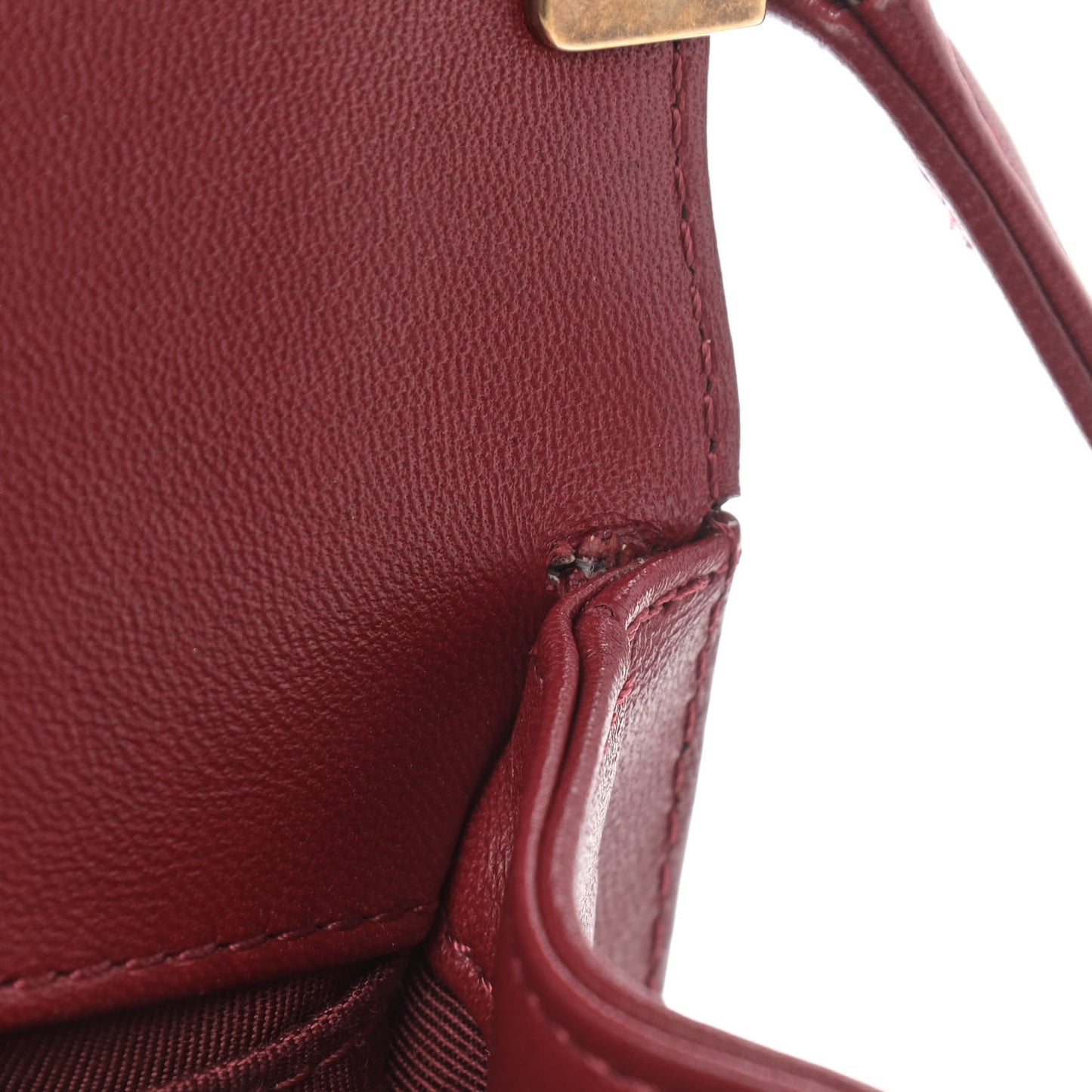 Lambskin Quilted Medium Boy Flap Dark Red