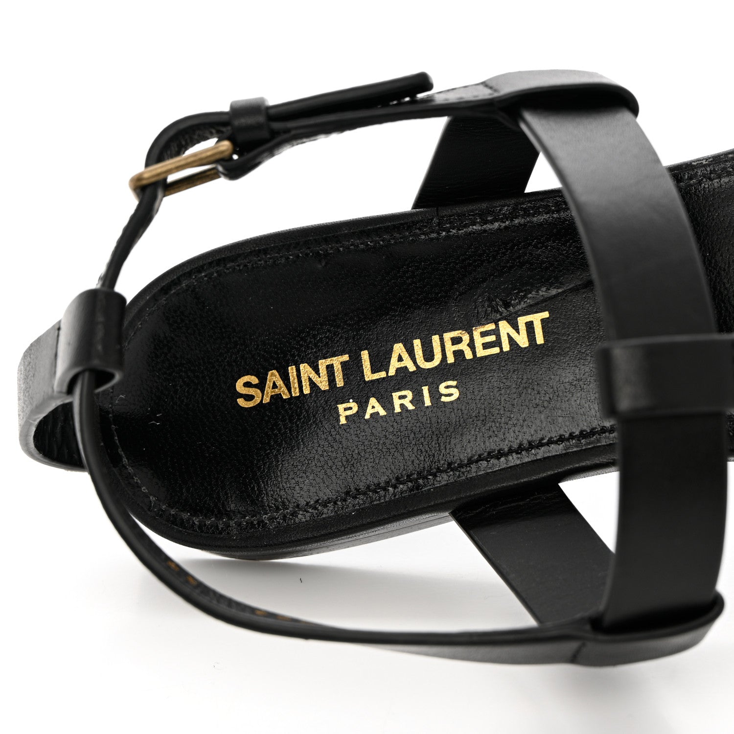 Saint Laurent Calfskin Cassandra Monogram Sandals 39 Black 7 of 12