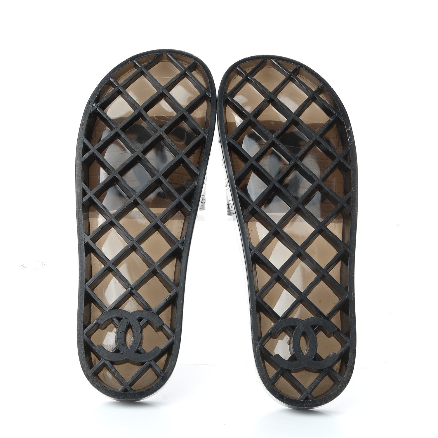 Chanel PVC Transparent CC Flat Slide Sandals 42 Black 6 of 9