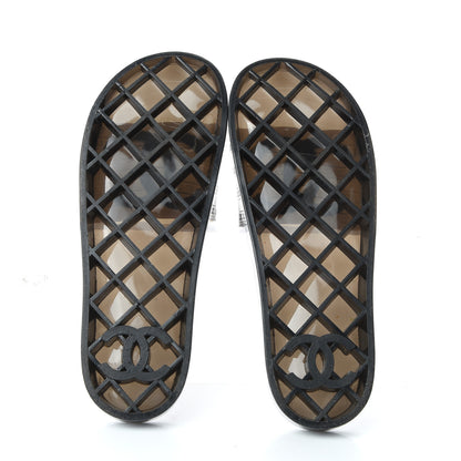 Chanel PVC Transparent CC Flat Slide Sandals 42 Black 6 of 9