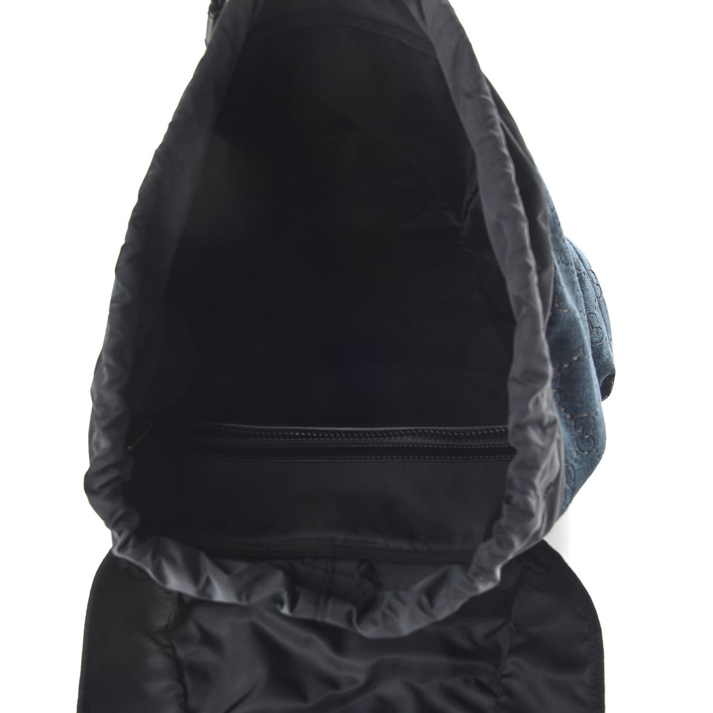 Velvet GG Monogram Web Medium Double Buckle Backpack Blue Beige Black