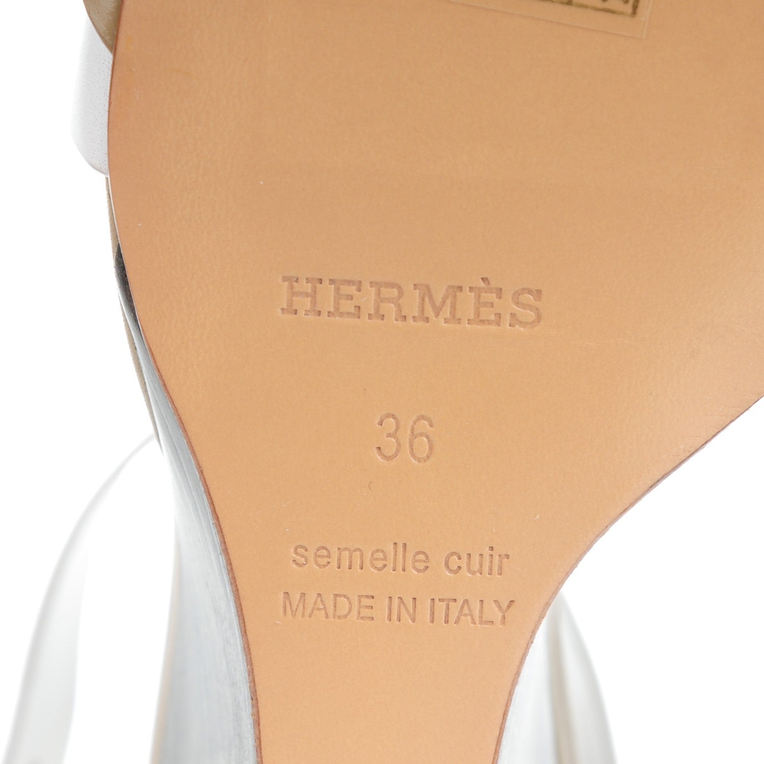 Hermes Calfskin Kiss Wedge Sandals 36 Beige Blanc Bronze 6 of 9