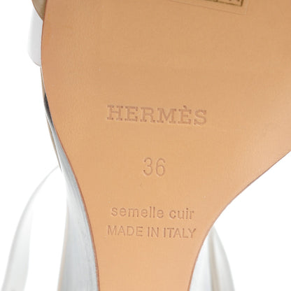 Hermes Calfskin Kiss Wedge Sandals 36 Beige Blanc Bronze 6 of 9
