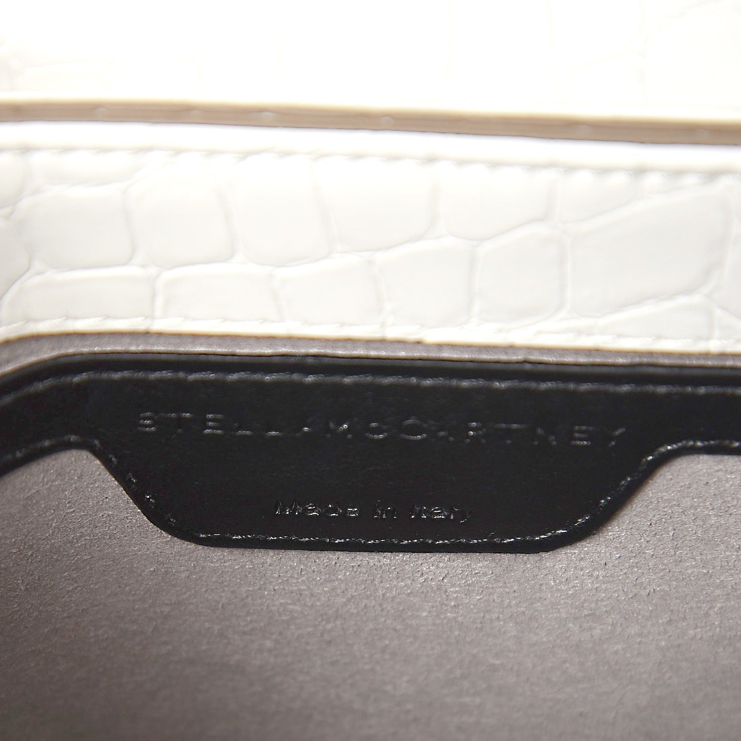 Embossed Crocodile Effect Medium Falabella Box Shoulder Bag Ivory