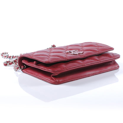 Chanel Calfskin Hamptons Wallet on Chain WOC Red 4 of 9