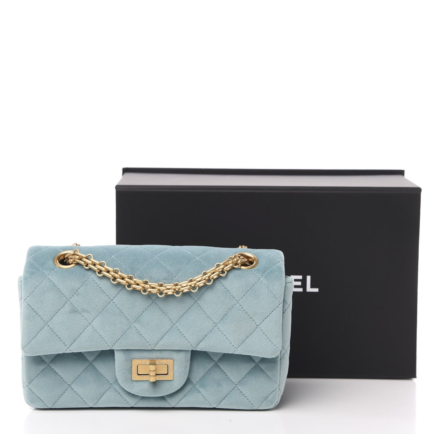 Chanel Velvet Quilted Mini 2.55 Reissue Flap Light Blue 10 of 10